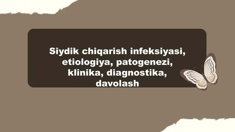 Siydik chiqarish infeksiyasi, etiologiya, patogenezi, klinika, diagnostika, davolash