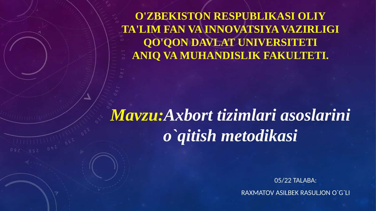 Mavzu:Axborttizimlariasoslarinio`qitishmetodikasi