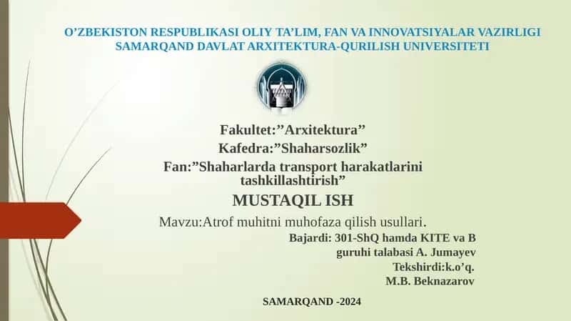 Atrof-muhitni muhofaza qilish usullari