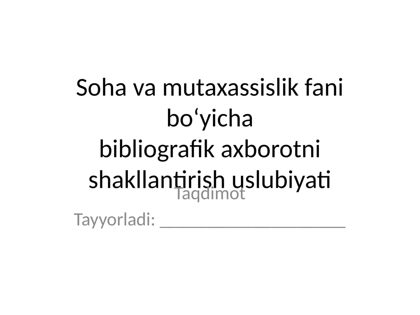 Bibliografik axbarotni shakllantirish