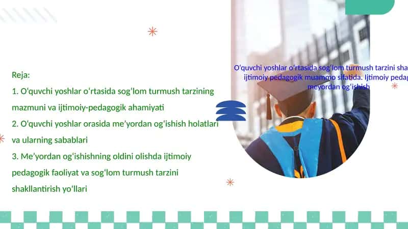 O‘quvchi yoshlar o‘rtasida sog‘lom turmush tarzini shakllantirish