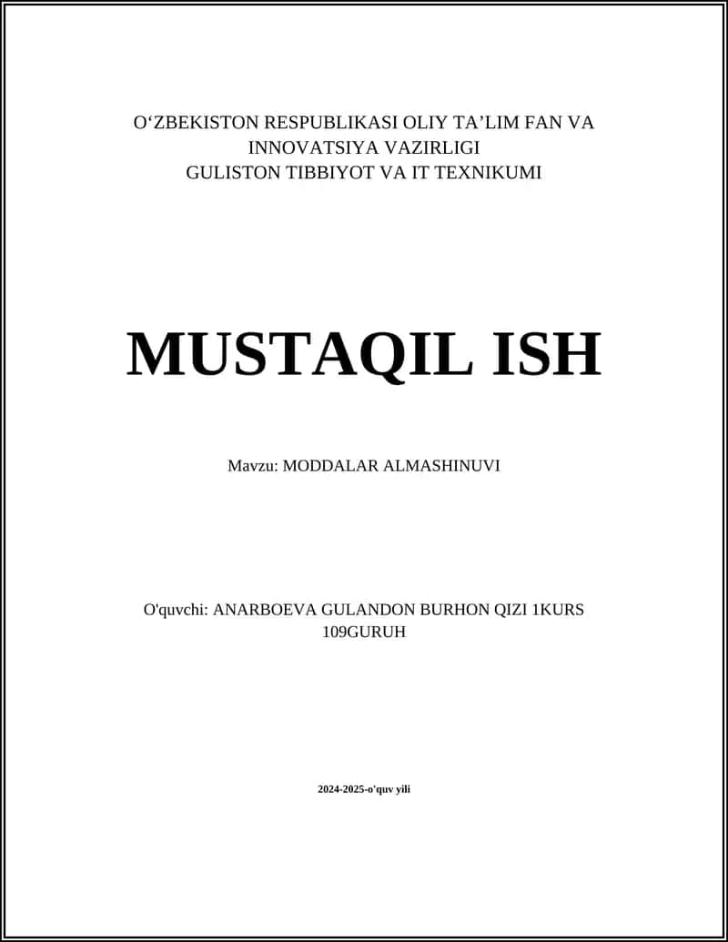 MODDALAR ALMASHINUVI