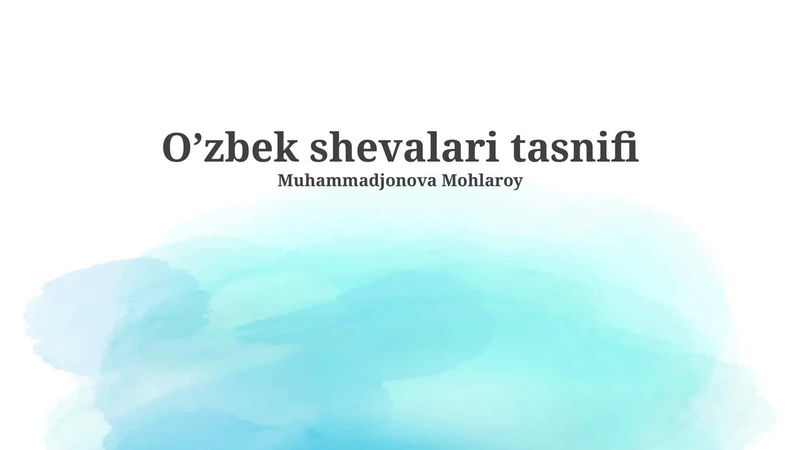 Oʼzbek shevalari tasnifi