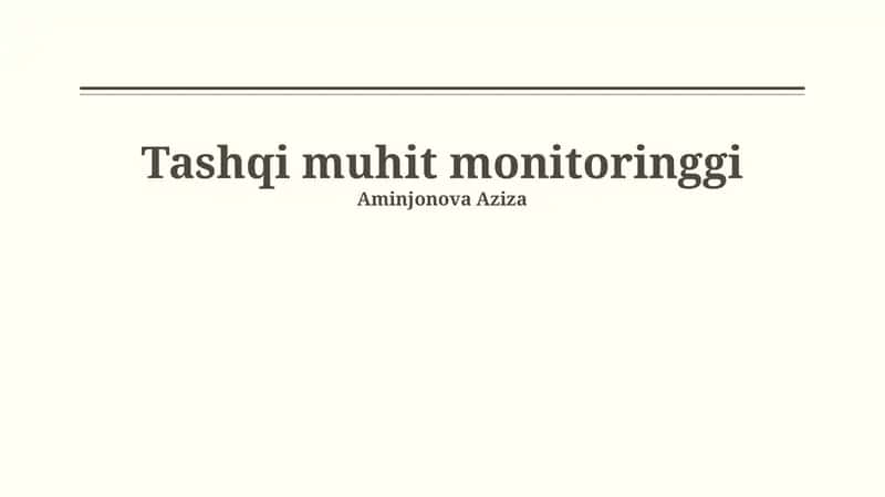 Tashqi muhit monitoringgi