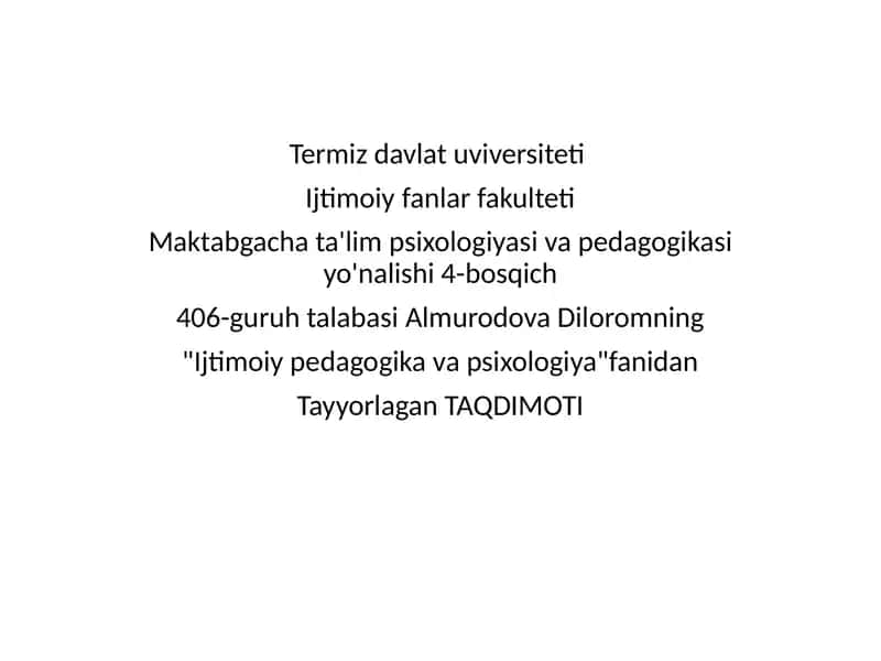 Ijtimoiy pedagogika va psixologiya