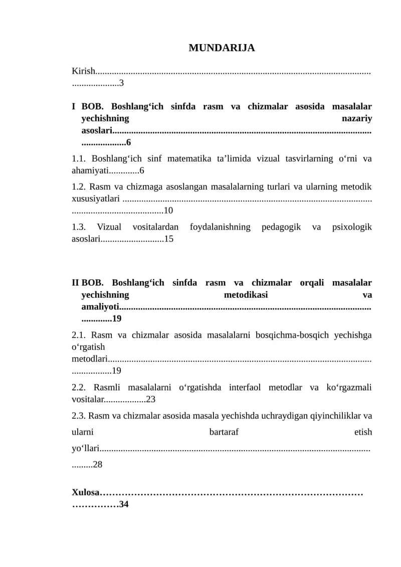 Boshlang'ich sinf matematika darslarida rasm va chizmalar orqali berilgan masalalarni yechish usullari