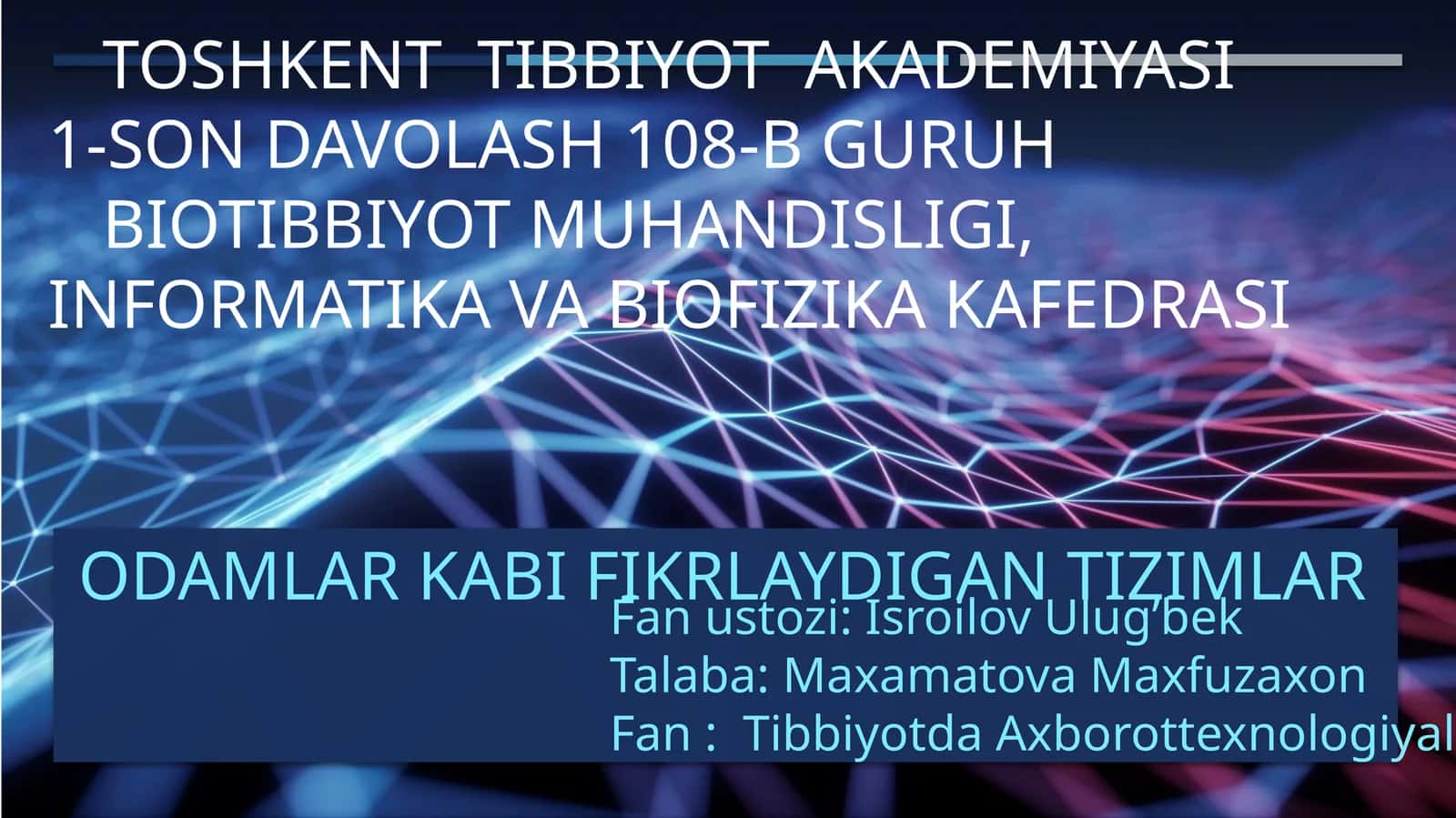 Odamlarkabifikrlaydigantizimlar