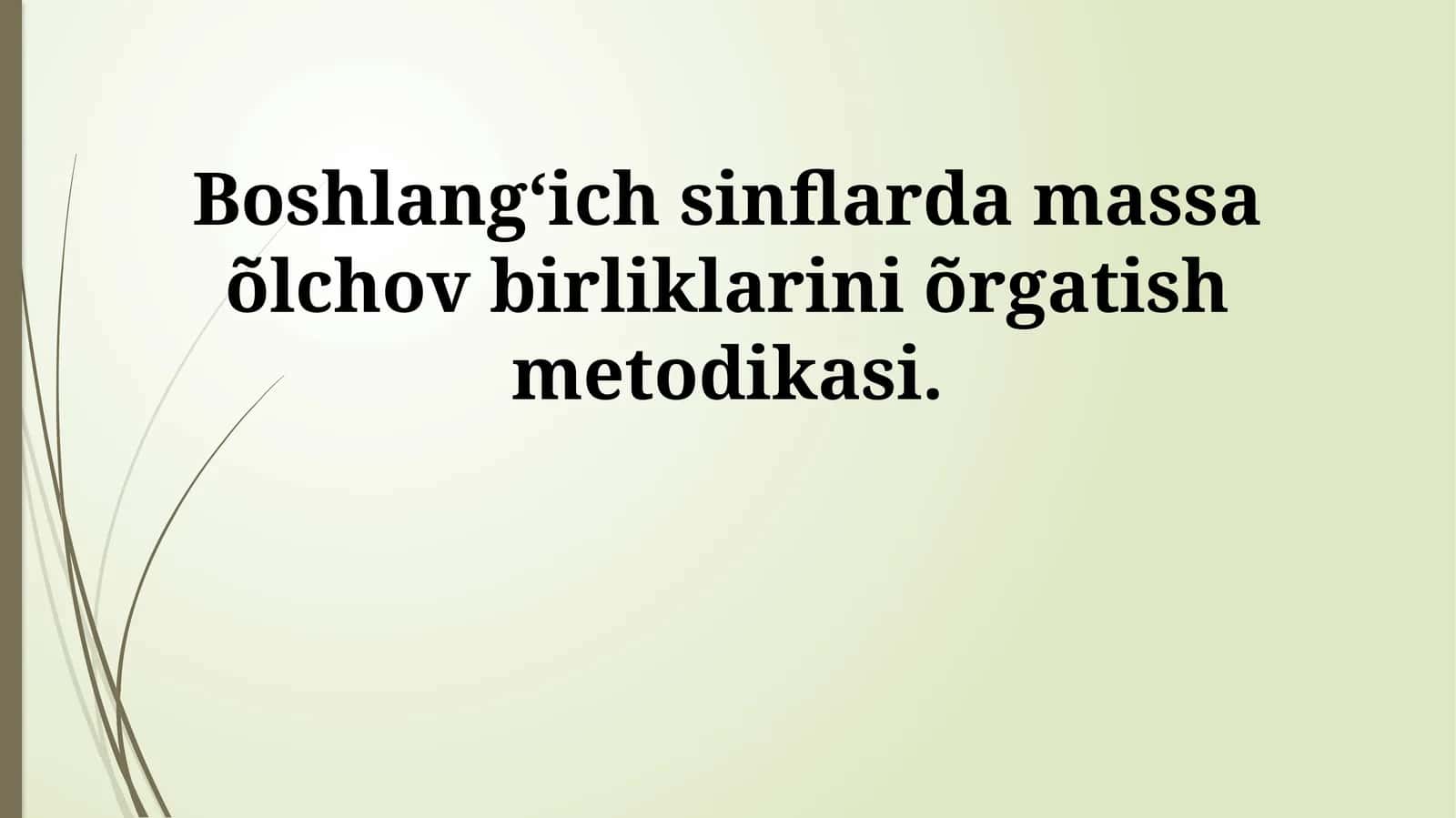 Massa o'lchash birliklarini o'qitish metodikasi
