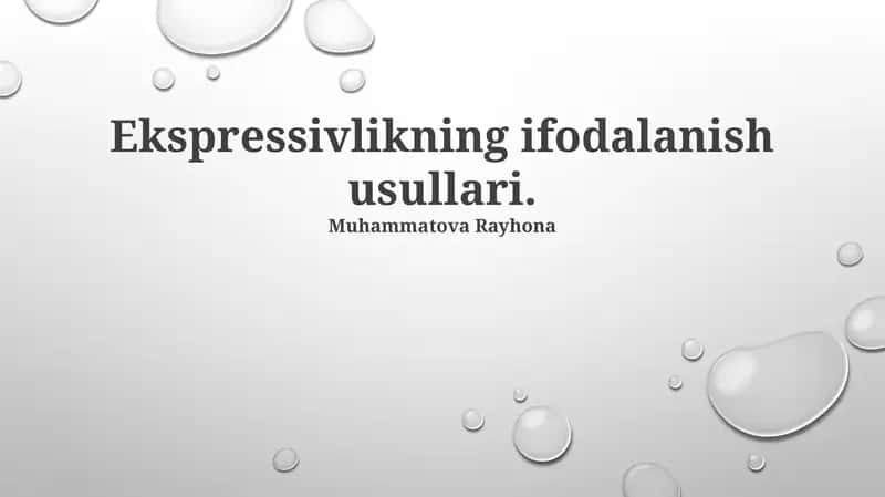 Ekspressivlikning Ifodalanish Usullari