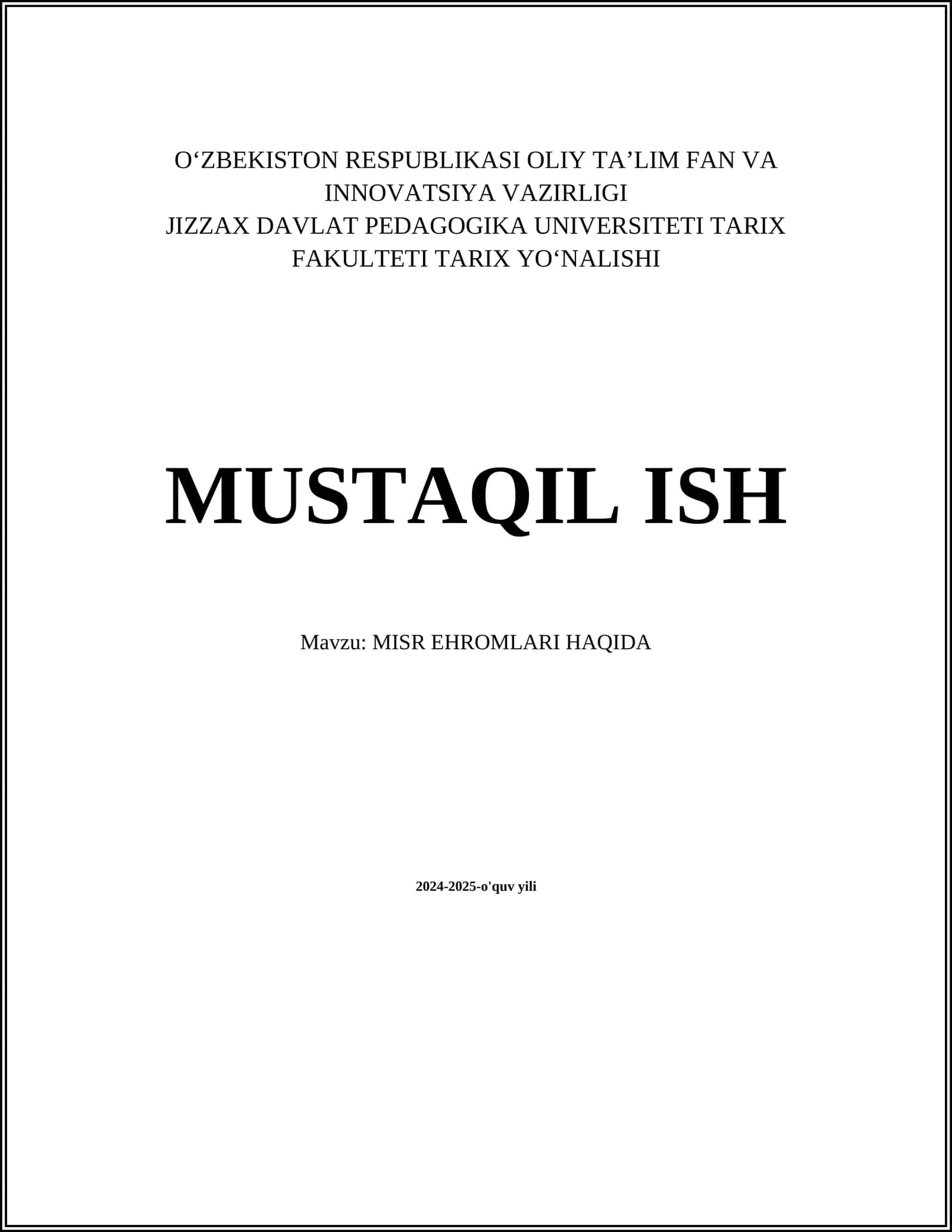 MISR EHROMLARI HAQIDA