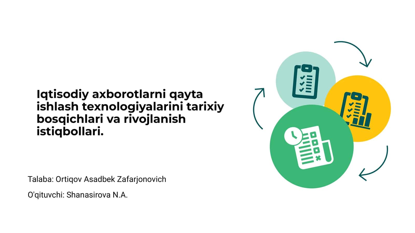 Iqtisodiy Axborotlarni Qayta Ishlash Texnologiyalari