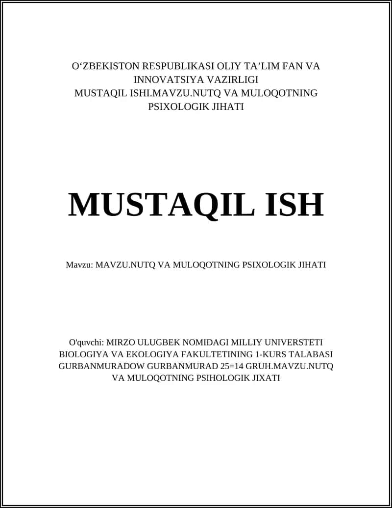 MAVZU.NUTQ VA MULOQOTNING PSIXOLOGIK JIHATI