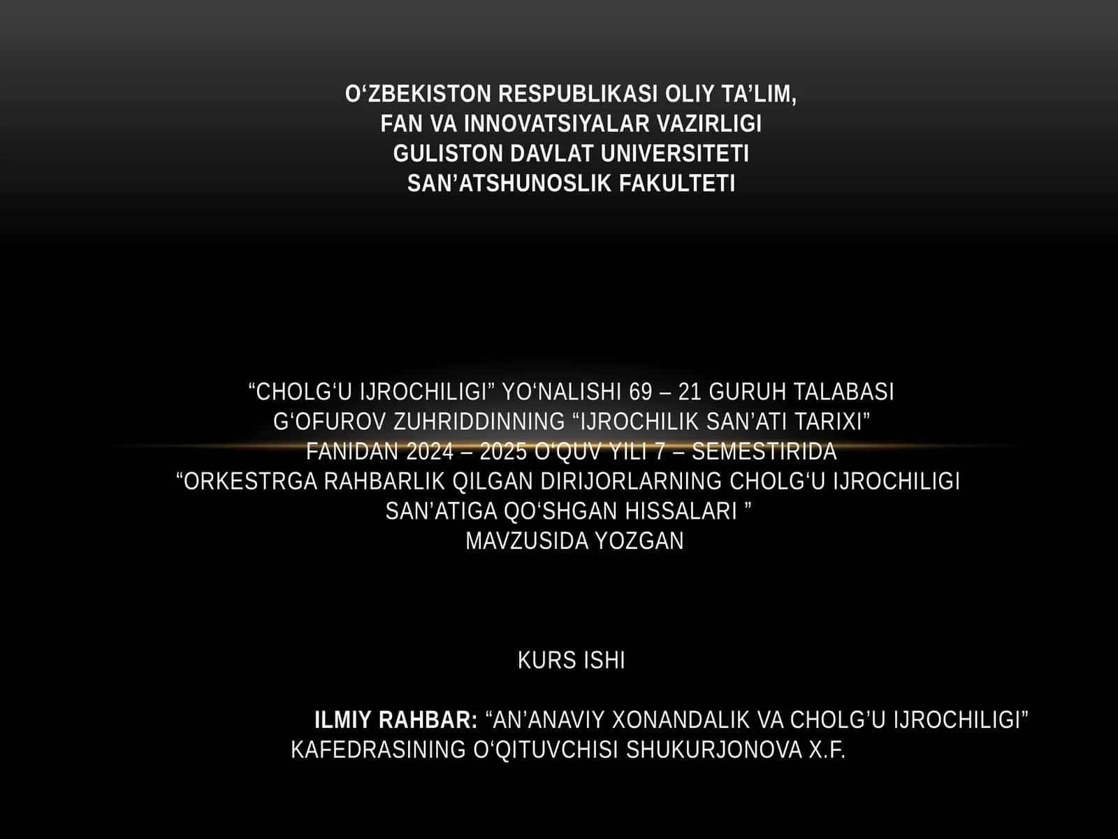 Orkestr garahbarlik qilgan dirijorlarning cholg‘uijrochiligi san'atiga qo‘shgan hissalari