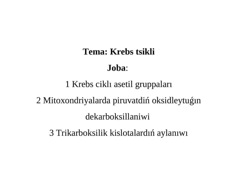 Trikarboksilik kislotalardıń aylanıwı