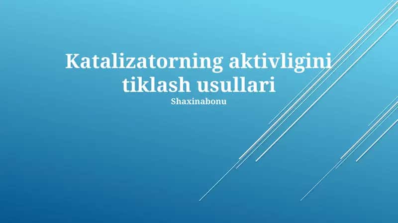 Katalizatorning aktivligini tiklash usullari