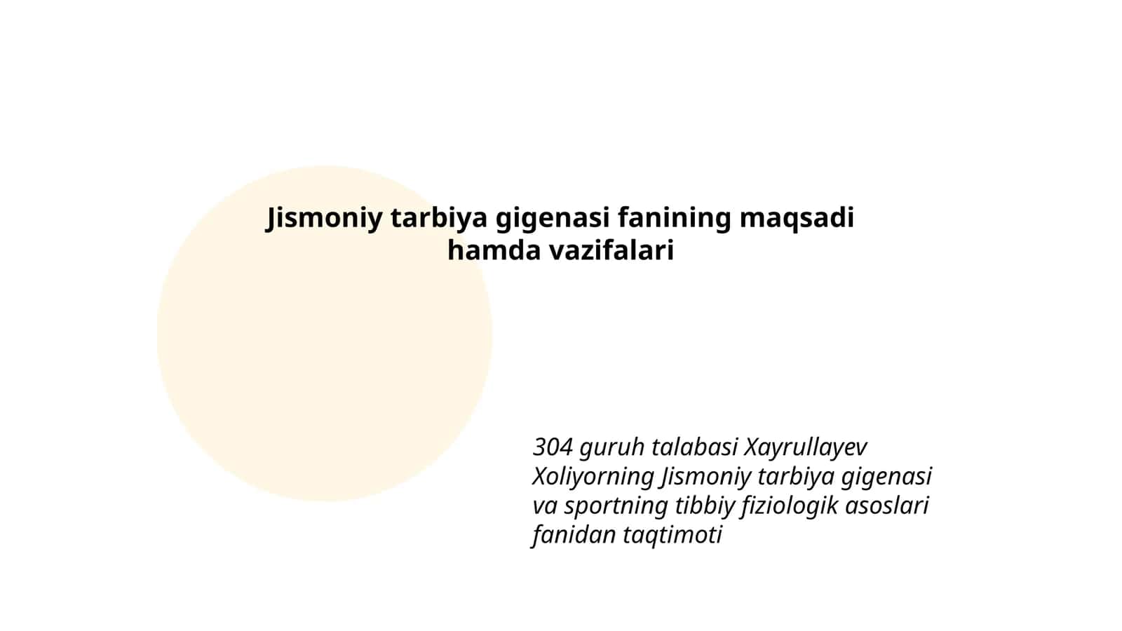 Jismoniy tarbiya gigenasi fanining maqsadi hamda vazifalari