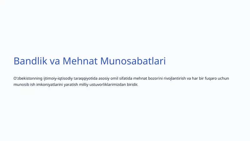 Bandlik va Mehnat Munosabatlari