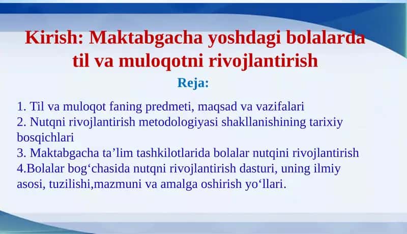 Til va muloqot faning predmeti, maqsad va vazifalari