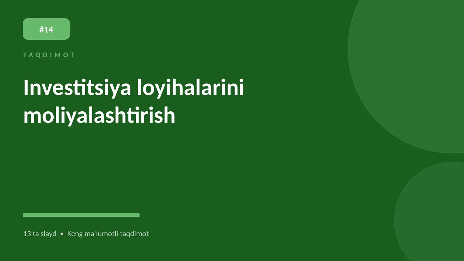 Investitsiya loyihalarini moliyalashtirish