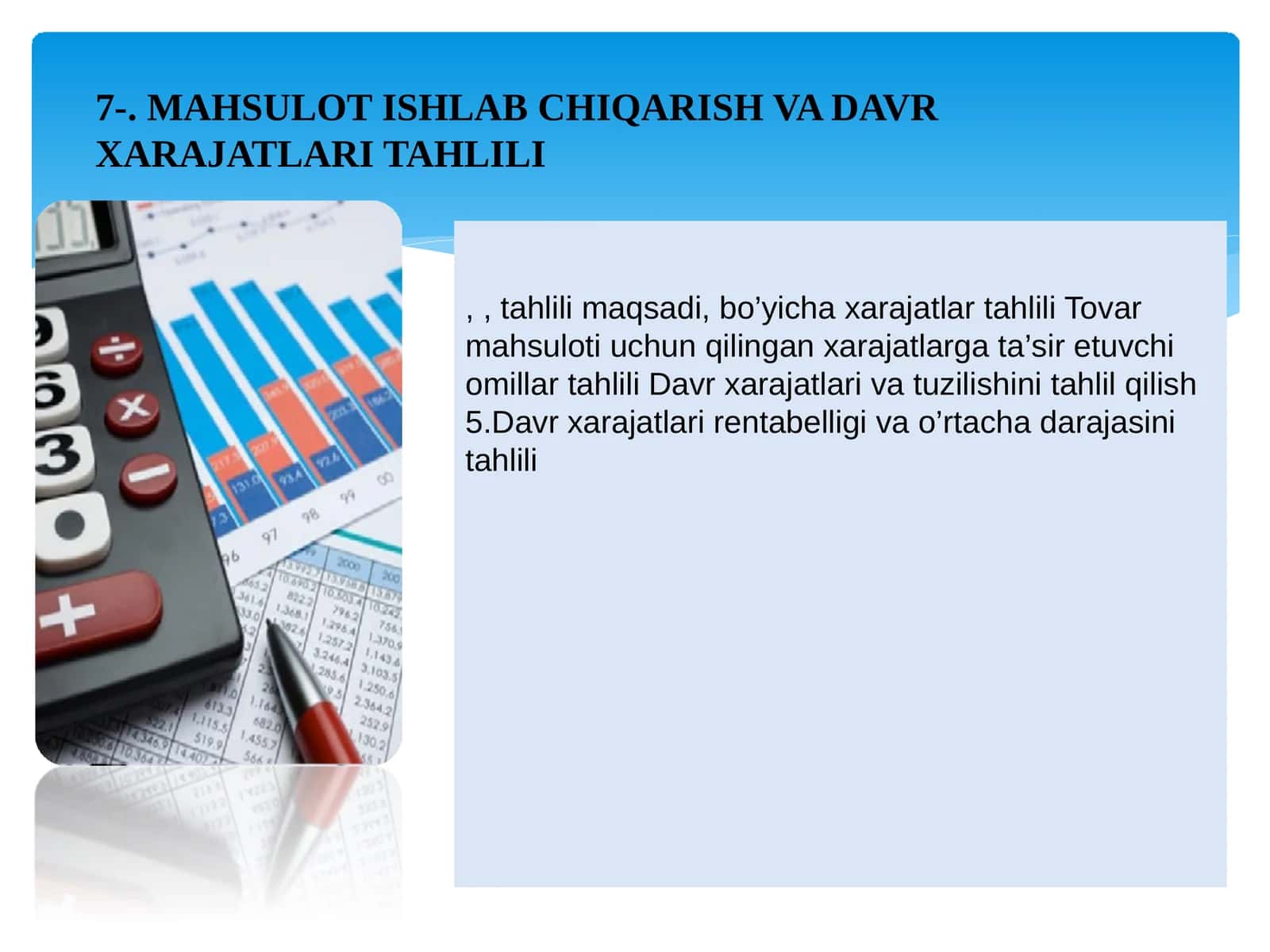 Davr xarajatlari va tuzilishini tahlil qilish