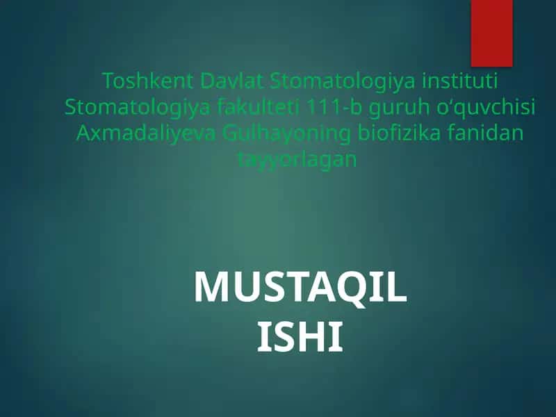 QATTIQ JISMLARNING MEXANIK HOSSALARI