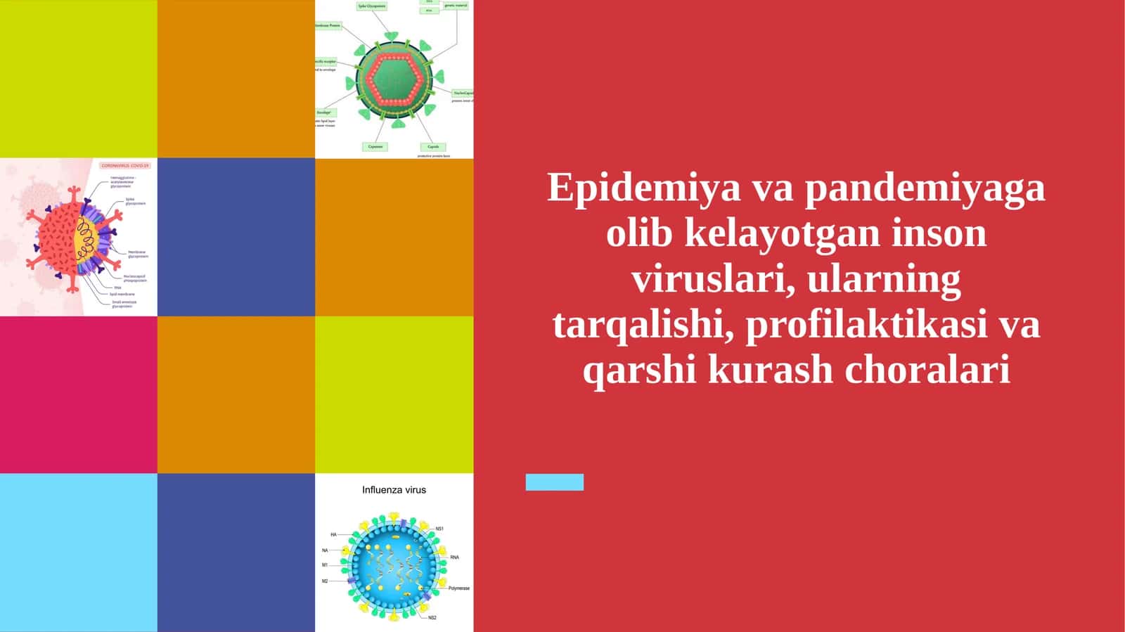 Epidemiya va pandemiyaga olib kelayotgan inson viruslari, ularning tarqalishi, profil