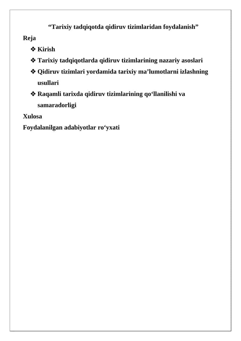 Tarixiy tadqiqotda qidiruv tizimlaridan foydalanish