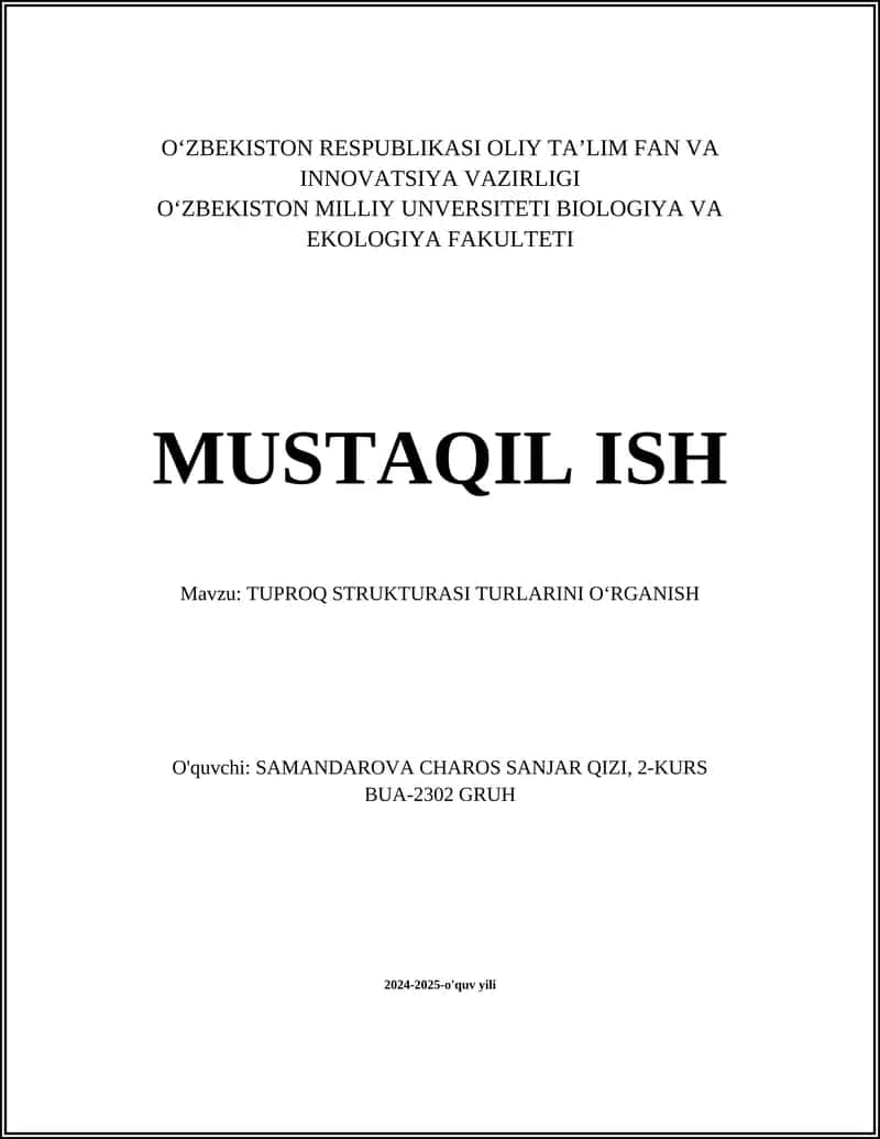 TUPROQ STRUKTURASI TURLARINI OʻRGANISH