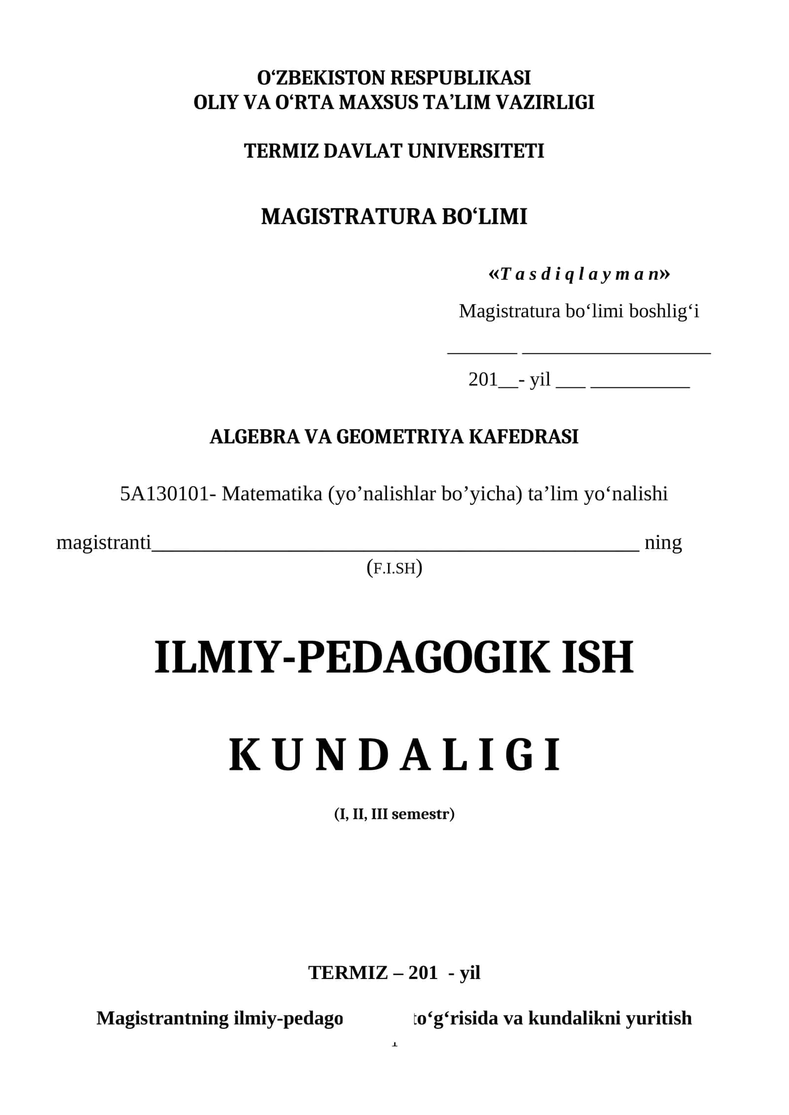 ILMIY-PEDAGOGIK ISH