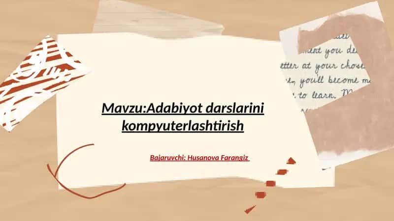 Adabiyot darslarini kompyuterlashtirish