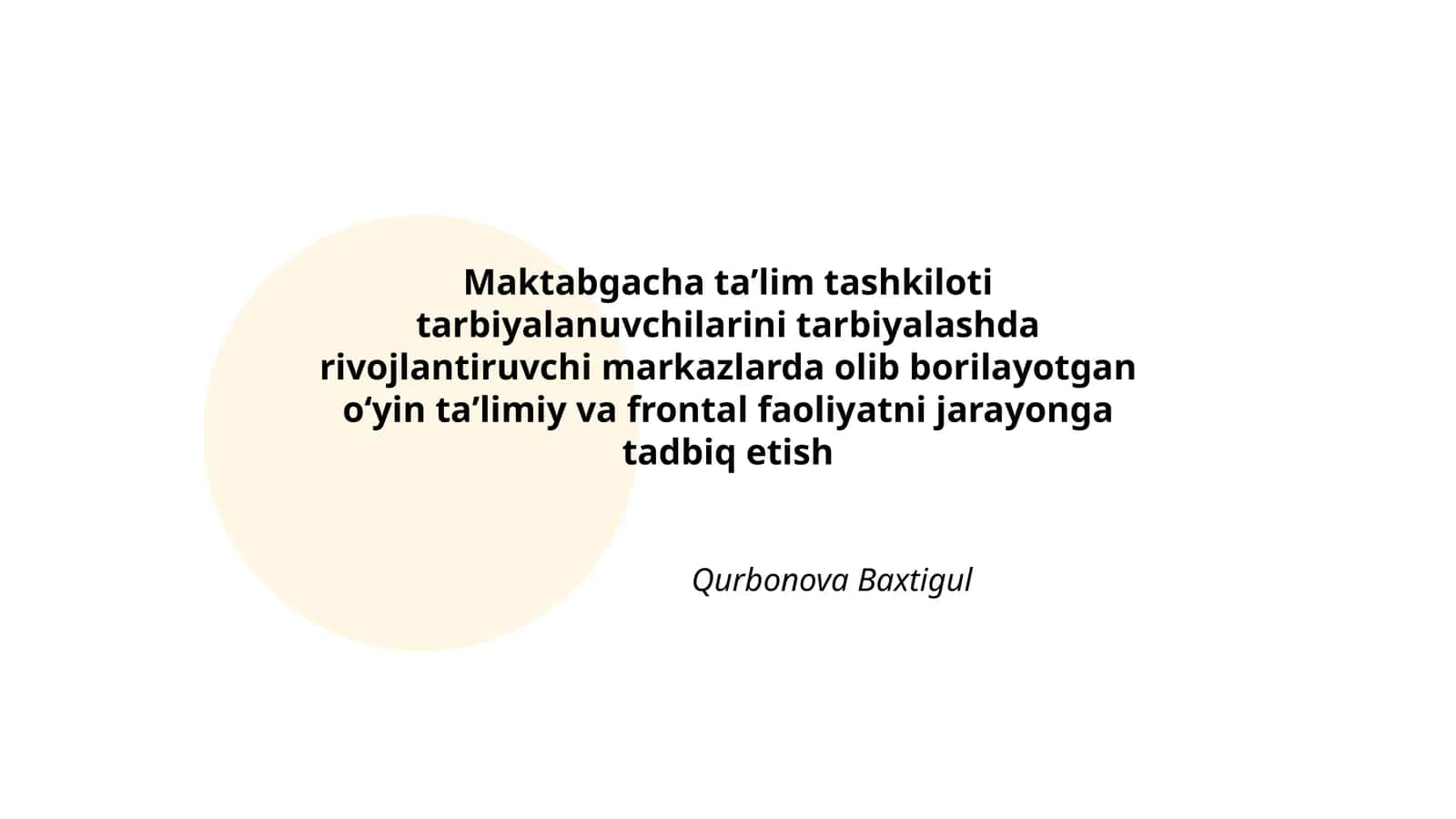 Maktabgacha taʼlim tashkiloti tarbiyalanuvchilarini tarbiyalashda rivojlantiruvchi markazlar