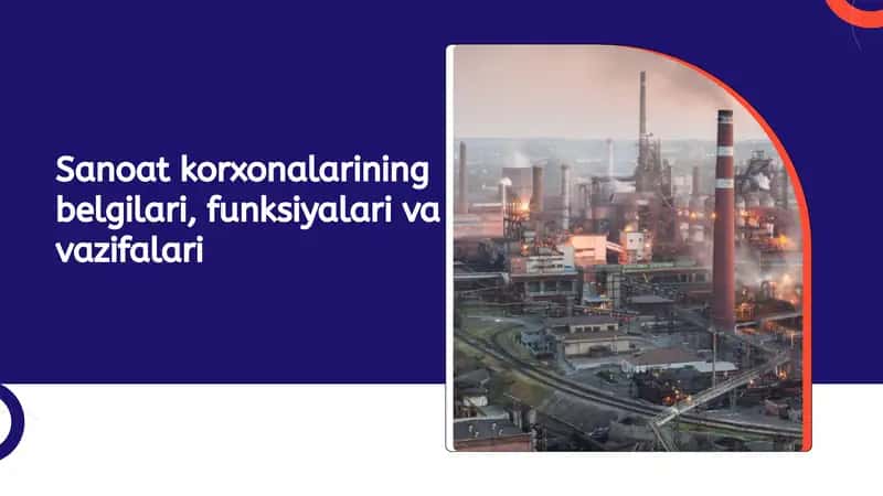 Sanoat korxonalarining belgilari, funksiyalari va vazifalari
