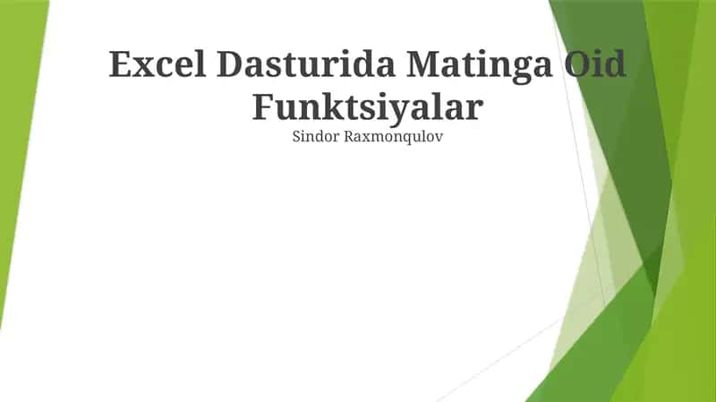 Excel Dasturida Matinga Oid Funktsiyalar