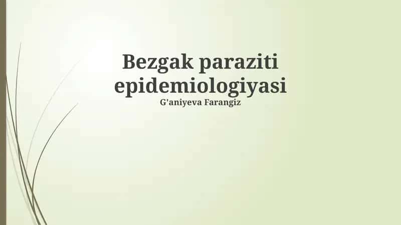 Bezgak paraziti epidemiologiyasi