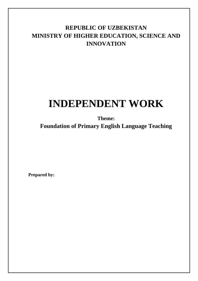 Introduction to Primary English Language Teaching