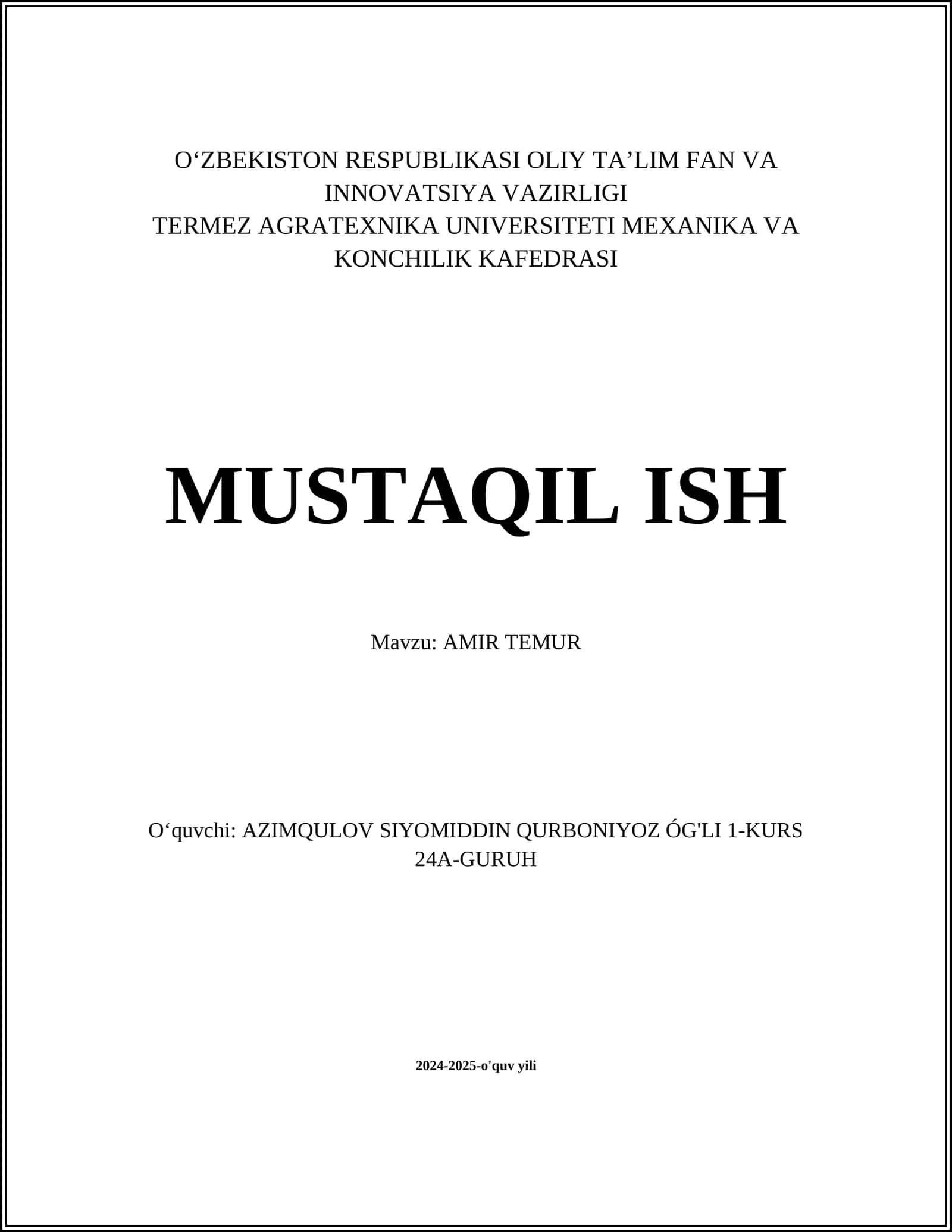 AMIR TEMUR