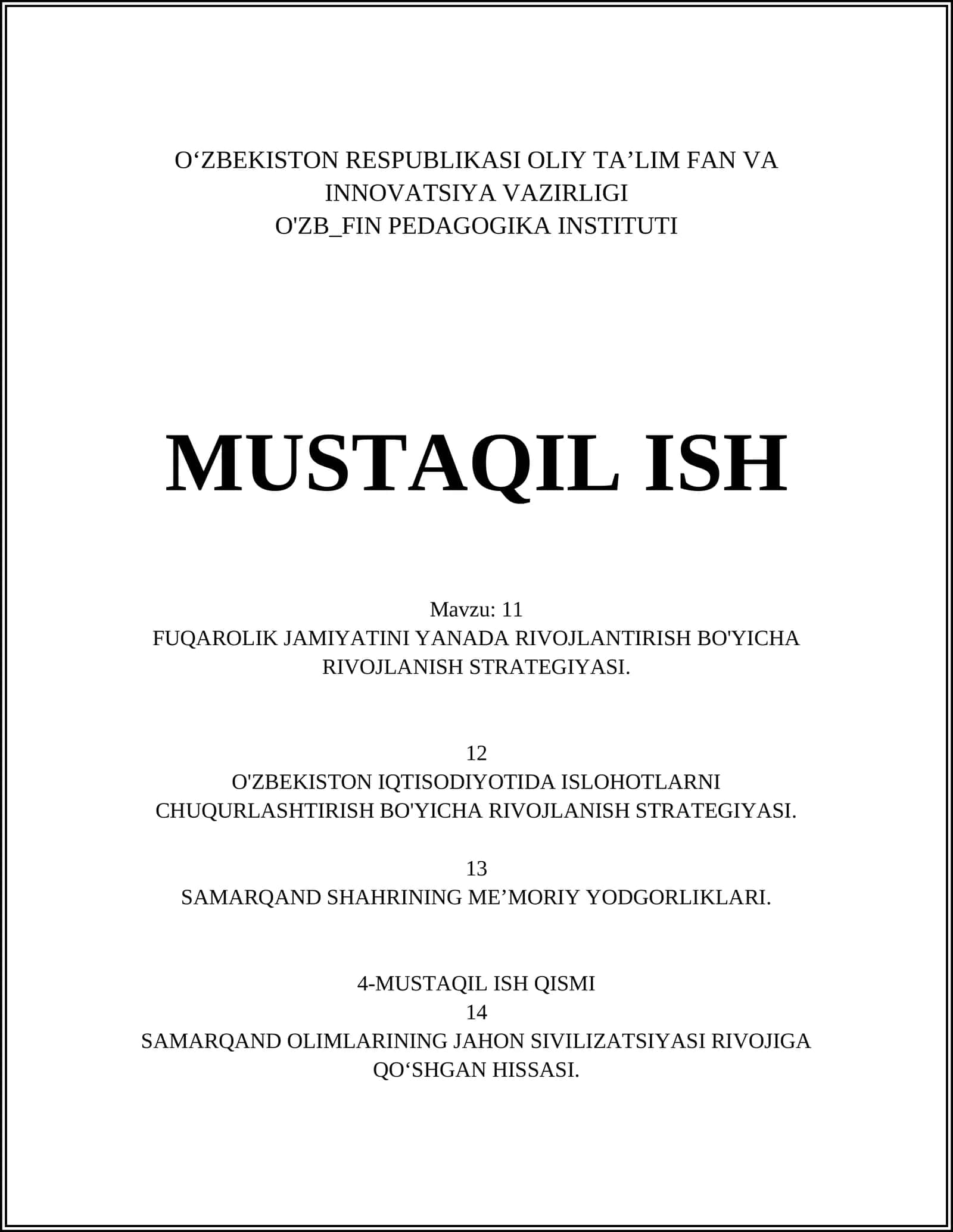SAMARQAND OLIMLARINING JAHON SIVILIZATSIYASI RIVOJIGA QO‘SHGAN HISSASI