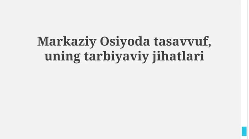 Sufizmning tarbiyaviy jihatlari