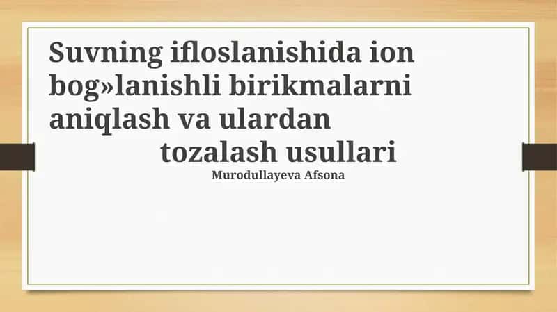 Ion bog'lanishli birikmalarni aniqlash va tozalash usullari