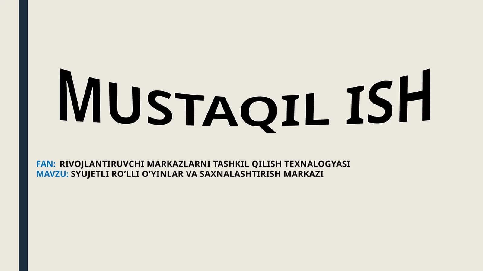 SYUJETLI RO’LLI O’YINLAR VA SAXNALASHTIRISH MARKAZI