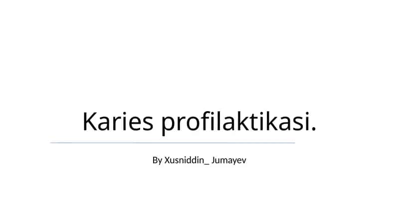 Karies profilaktikasi
