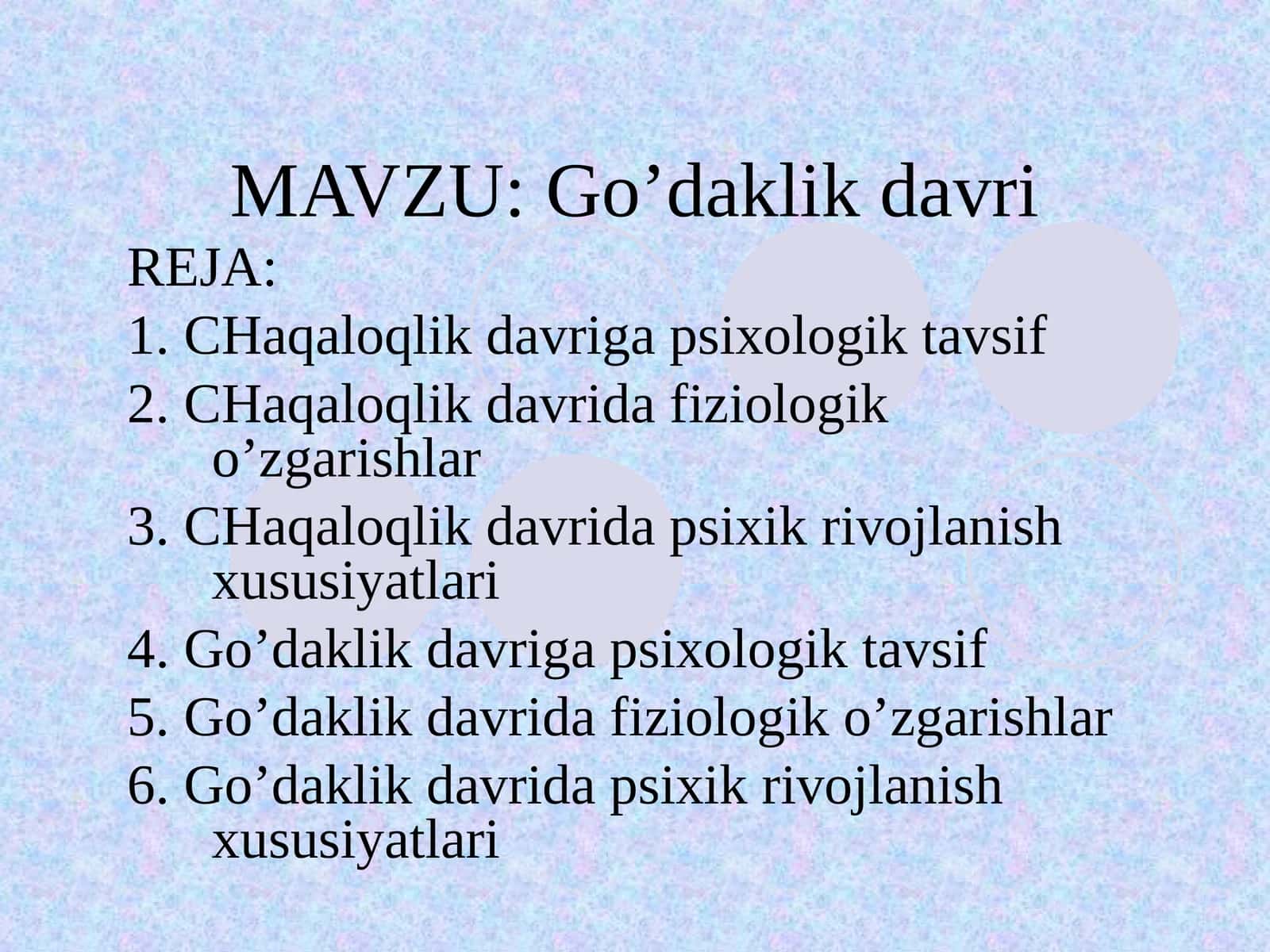 Go’daklik davri