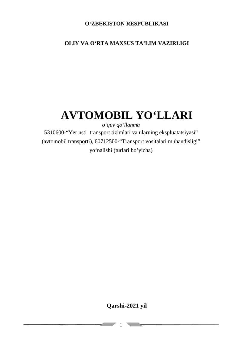 AVTOMOBIL YO‘LLARI