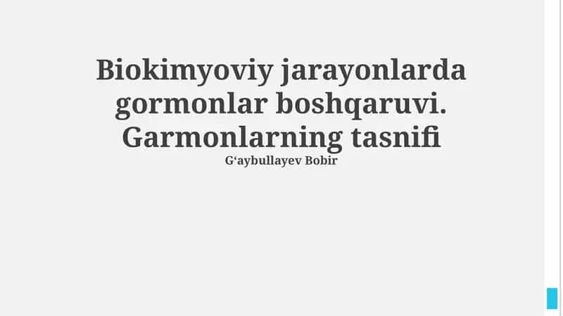 Gormonlarning Tasnifi
