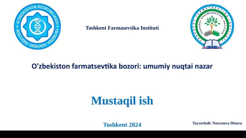 O'zbekiston Farmatsevtika Bozori: Umumiy Nuqtai Nazar
