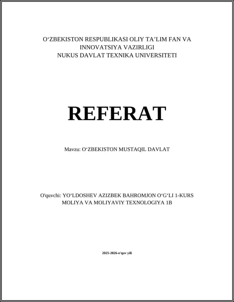 Oʻzbekiston mustaqil davlat