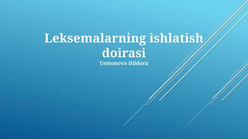 Leksemalarning ishlatish doirasi