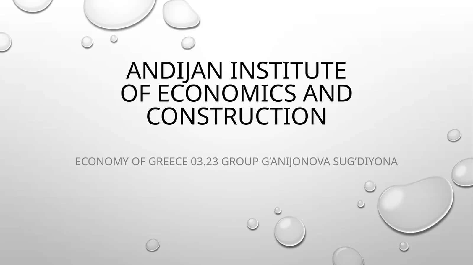 Economy of Greece 03.23 group G’anijonova Sug’diyona