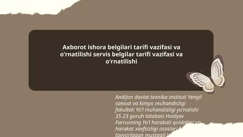 Yoʻl harakati qoidalari va harakat xavfsizligi asoslari fanidan tayyorlagan mustaqil ish
