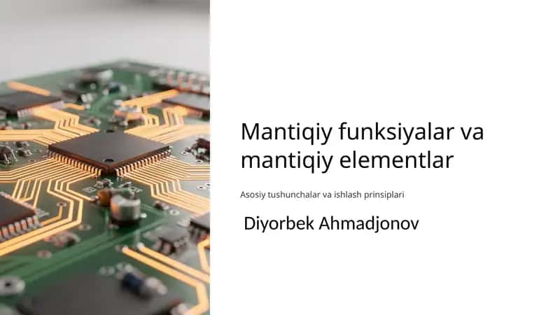 Mantiqiy funksiyalar va mantiqiy elementlar